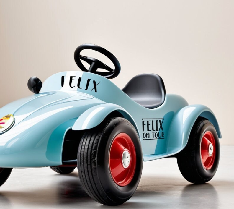 Aufkleber für Bobbycar | Schriftzug | Bobby Car | Name | personalisiert | Eigener Aufkleber | Namensaufkleber | Beschriftung Fahrzeug Kinder