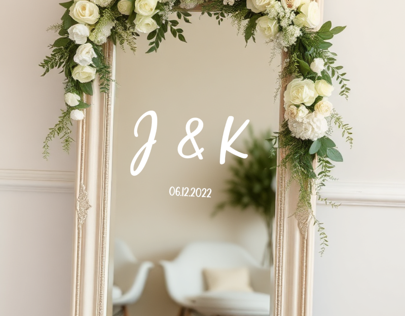 Spiegelaufkleber für Hochzeit "mit Initialen"
