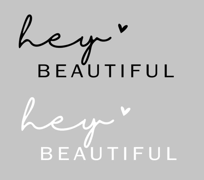 Aufkleber Spiegel | Spruch "Hey Beautiful" | Personalisierter Spiegel Sticker | Badezimmer Aufkleber | Deko für Badezimmer | Vinyl | Herz
