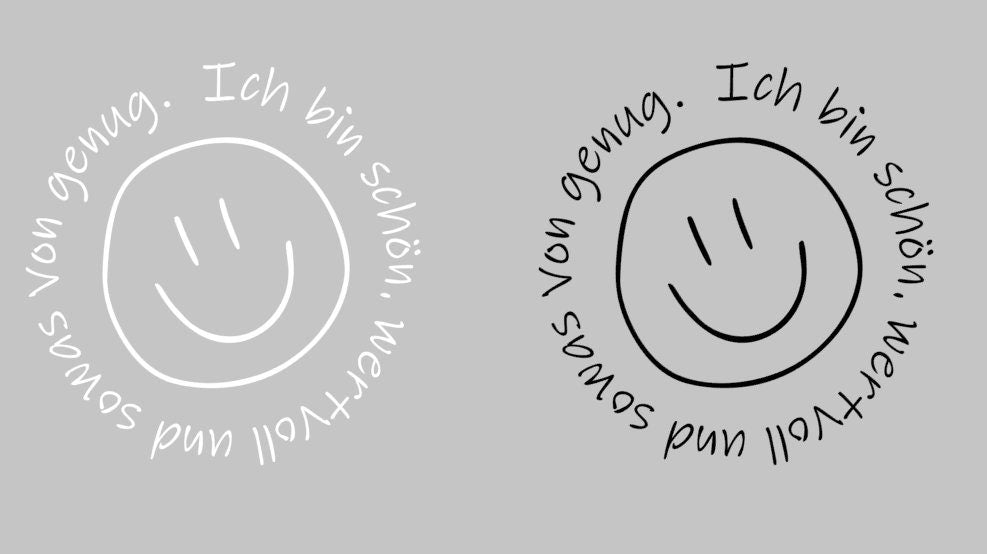 Aufkleber Smile Spiegel | Spruch "Ich bin schön, wertvoll und sowas von genug" | Personalisierter Sticker | Badezimmer Aufkleber | Deko